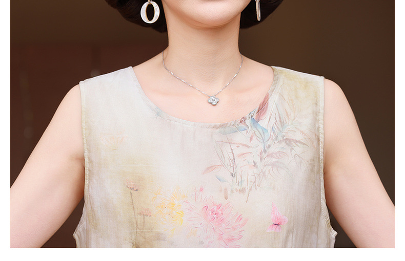 年轻妈妈装时尚两件套连衣裙40岁50中老年女士气质遮肚薄雪纺裙子详情19