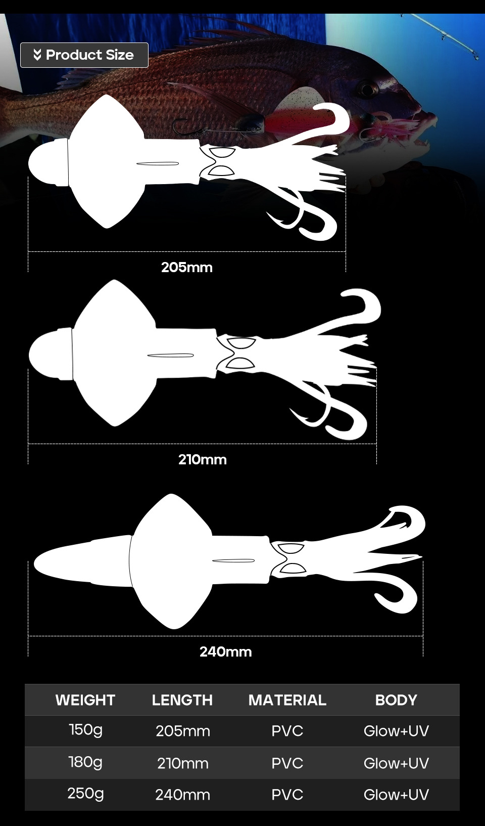 2025新款深海鱿鱼夜光UV路亚假饵大型VIB金枪GT石斑鱼饵海钓渔具详情5