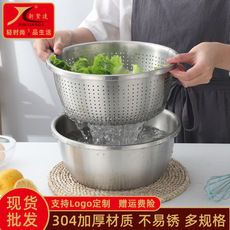 不锈钢盆304食品级多用刨丝盆 餐具和面打蛋盆带盖汤碗汤盆漏盆详情3