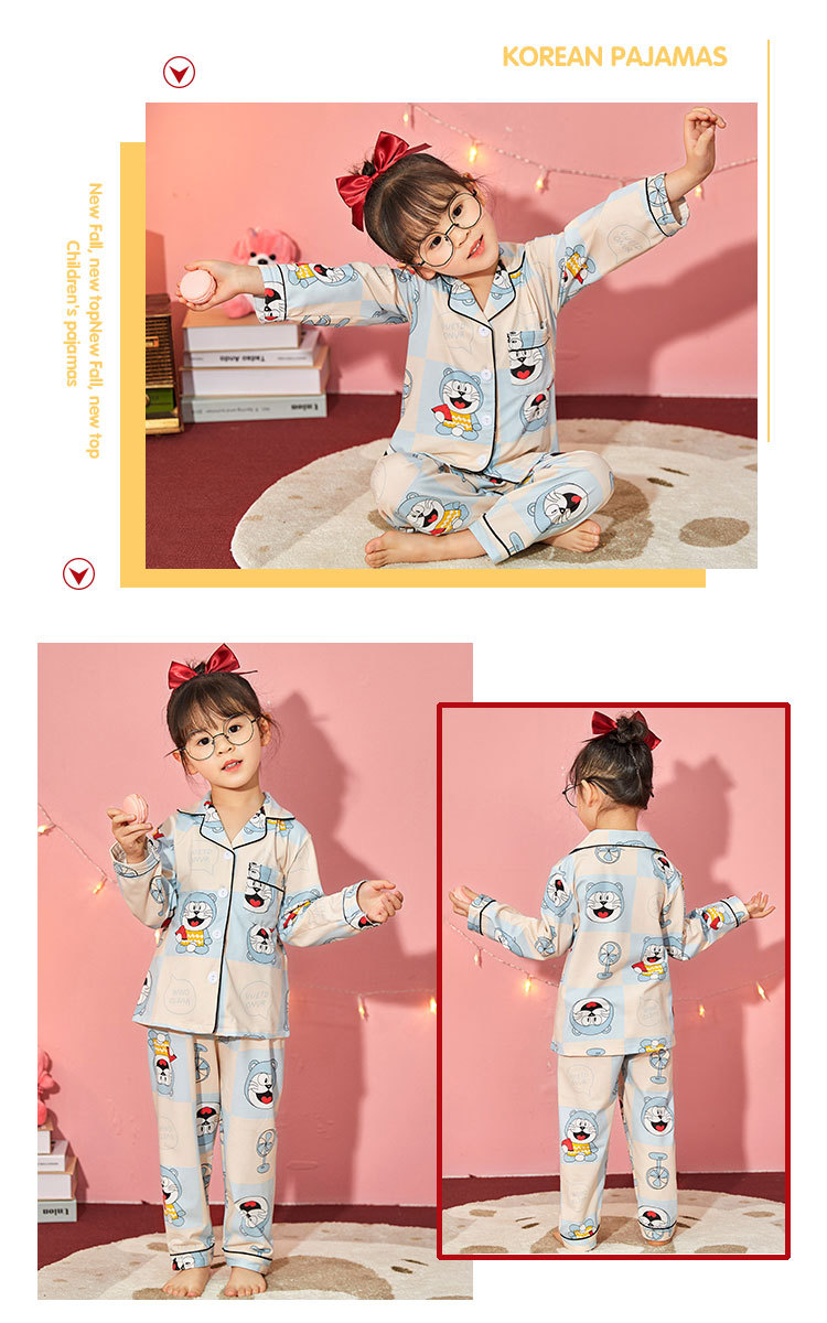 儿童睡衣女孩春夏长袖翻领牛奶丝套装开衫宝宝卡通外贸男童家居服详情32