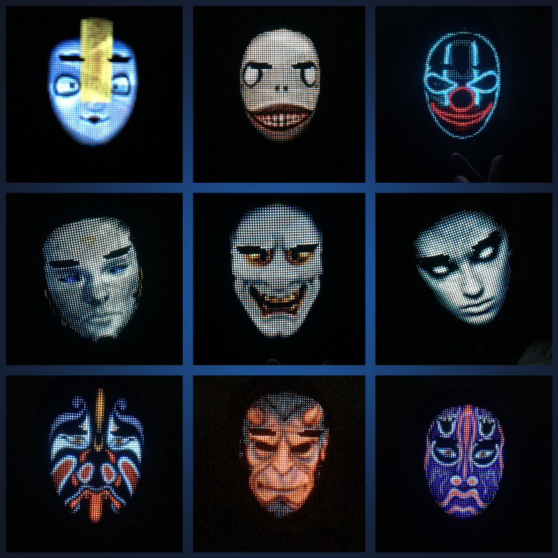 Full-color Bluetooth light-up masks for APP displays, Halloween parties, balls, bars and face-changing props are available in stock pic 26