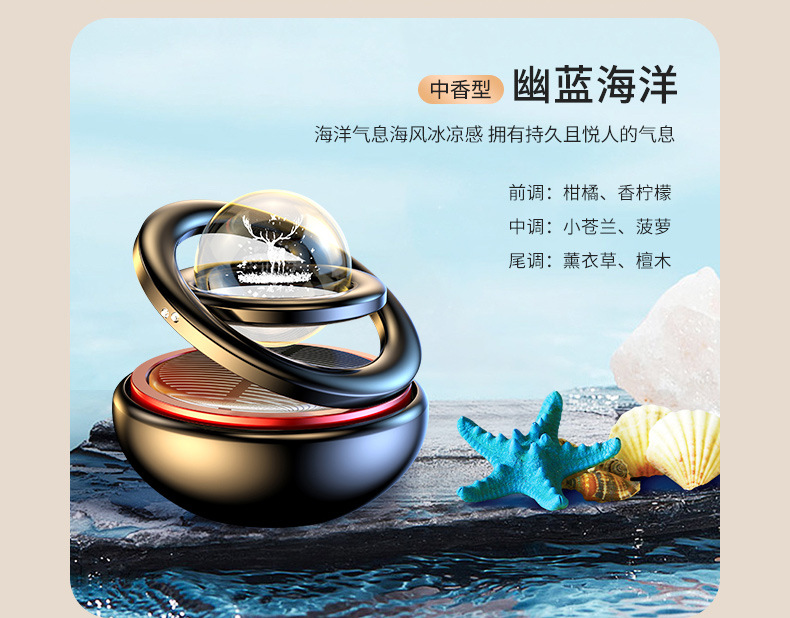 批发铝合金星际车标创意装饰品香薰持久留香太阳能旋转车载香水座太阳能星际车载香薰详情23