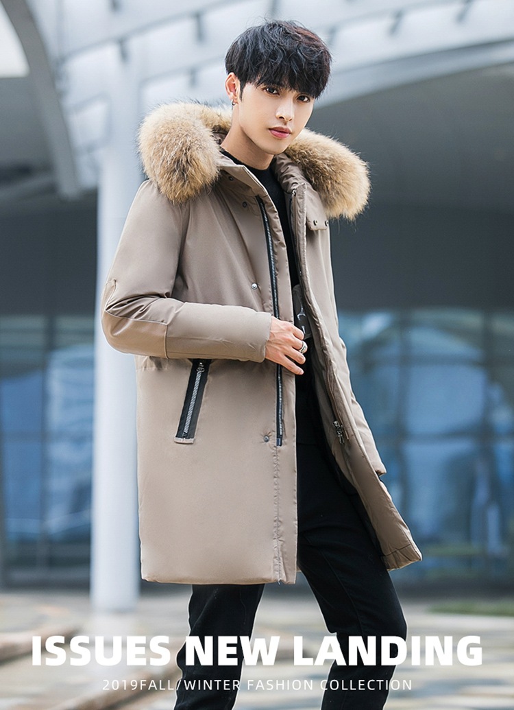 New winter thickened hooded slimming mid-sized down jacket for men, Korean youth fashion with a large fur collar, sent out 1780 pic 2