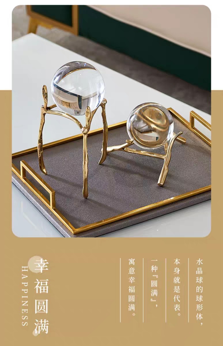 Crystal ball ornaments, European-style living room, model room, soft furnishings, study, entrance hall, office, American-style wine cabinet, light luxury handicrafts pic 10