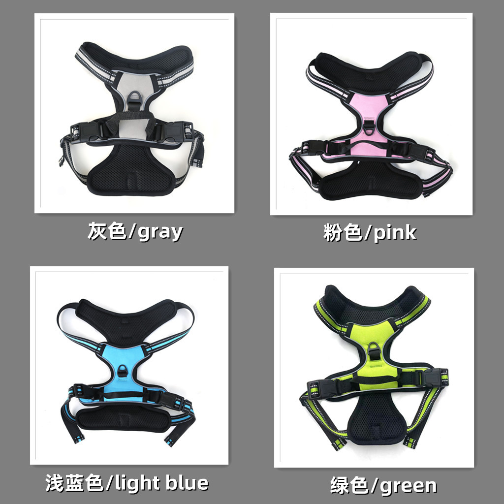 Amazon reflective pet chest strap dog leash explosion-proof chest strap dog vest type leash pic 5