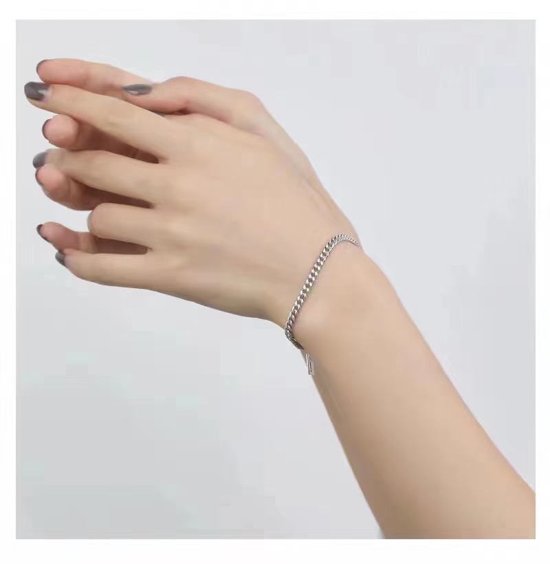 925银扁链情侣手链的大众ins风手链上手超美银饰品详情15