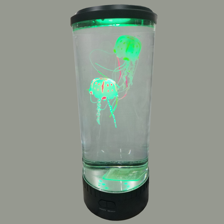 水族鱼缸水母灯 七彩LED自动变色小夜灯 圆柱形水母灯详情38