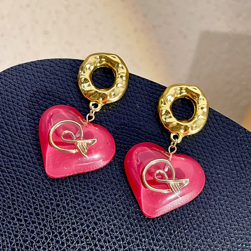 法式复古少女耳钉气质中古vintage粉色小众设计感耳环女复古耳饰详情34