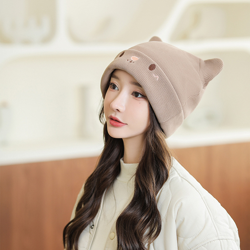 Gorro de punto mujer otoño invierno japonés manga de dibujos animados lindo gorro de oreja de conejo versión coreana heap heap gorro térmico gorro frío pic 5