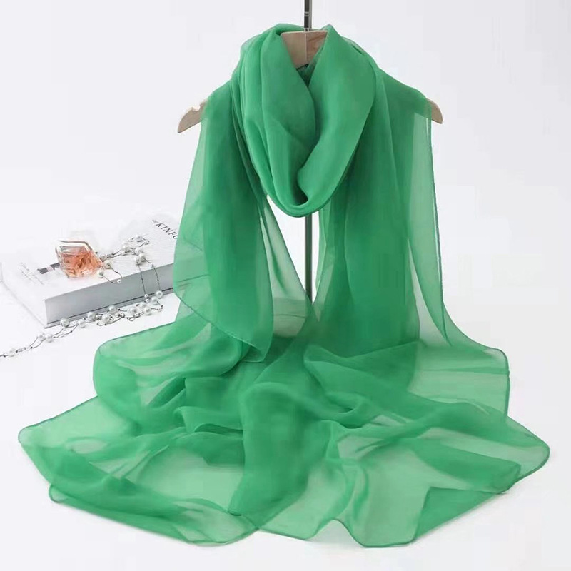 丝巾女士春夏优柔纱沙滩巾防晒披肩薄款纱巾纯色长款两用围巾详情15