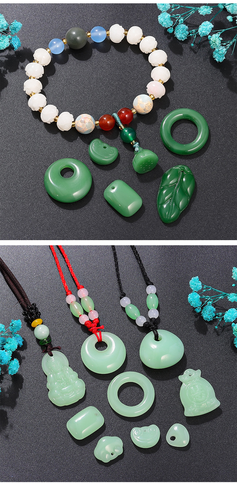 琉璃配件批发 仿玉花生吊坠白玉黄玉小元宝浅绿项链diy手链挂件详情6