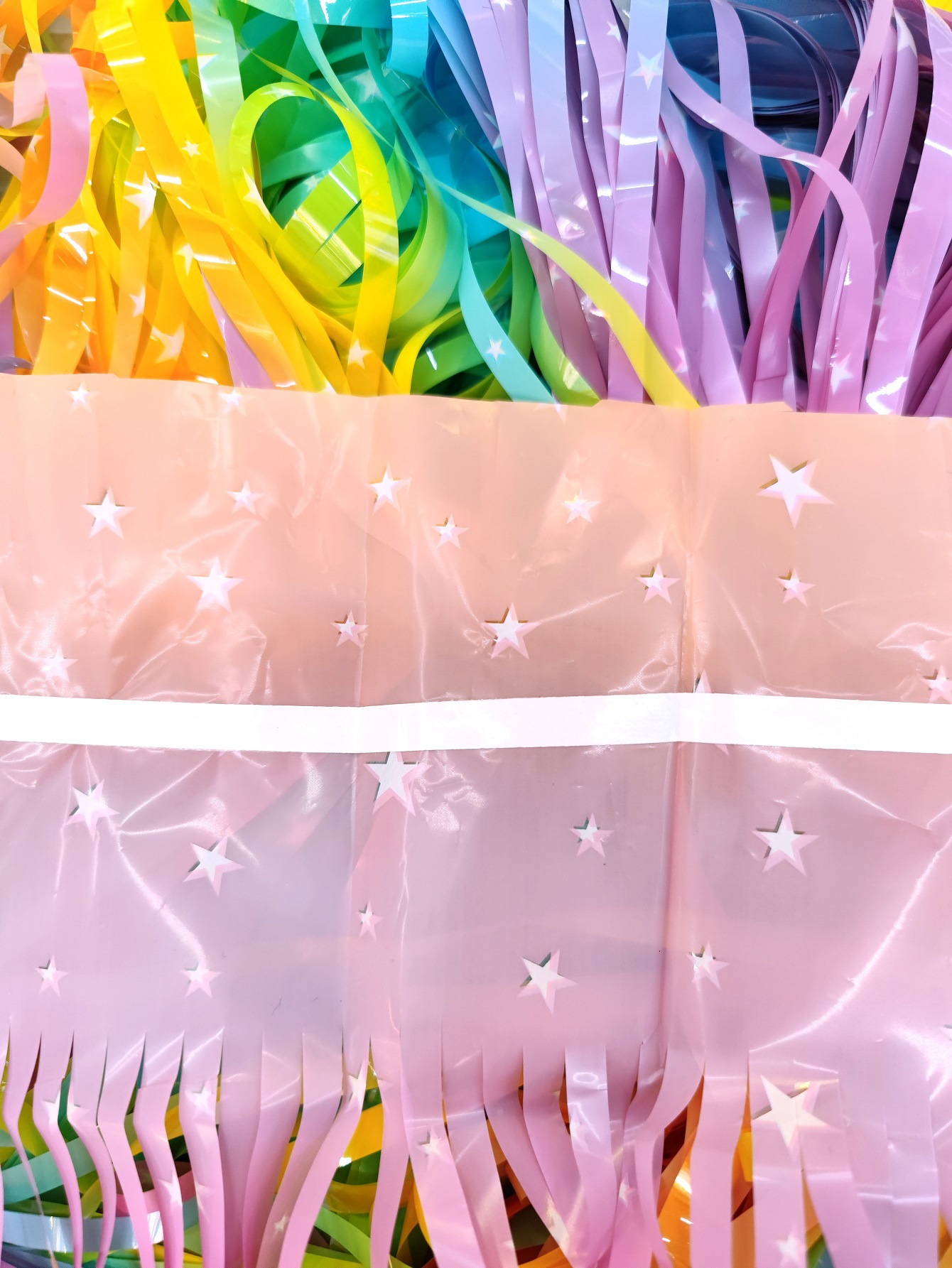 炫彩流苏彩虹雨丝帘创意渐变亮光节日装饰雨丝门帘婚庆派对布置详情3