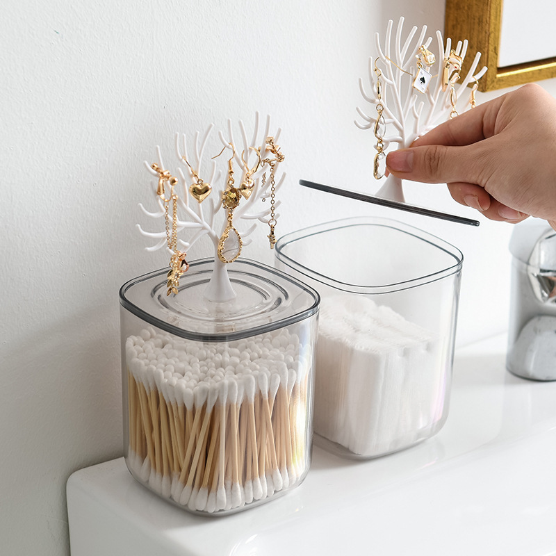 Desktop storage box, transparent acrylic cotton swab box, dust-proof cotton pad storage box pic 3
