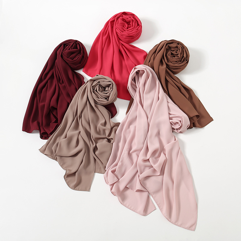 马来西亚新款包头长巾菱形雪纺镊子直角边防晒披肩穆斯林包头巾女详情21