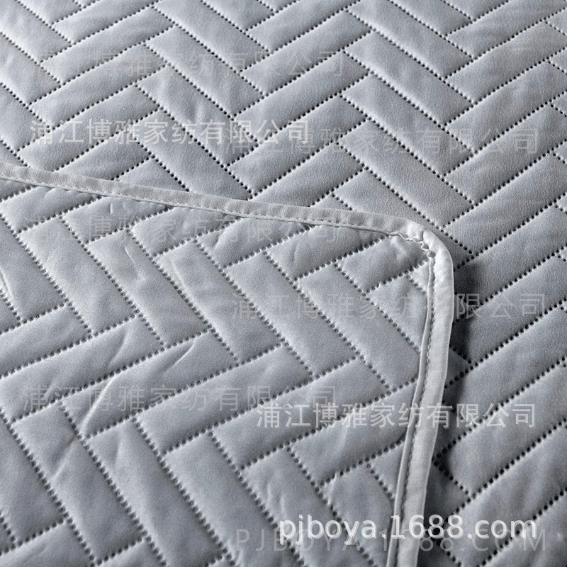 Boya Wholesale Fleece 3D ultrasonic Spring and Summer plain pillowcase, embossed cotton fabric embroidered washed quilt, pillowcase quilting pic 10