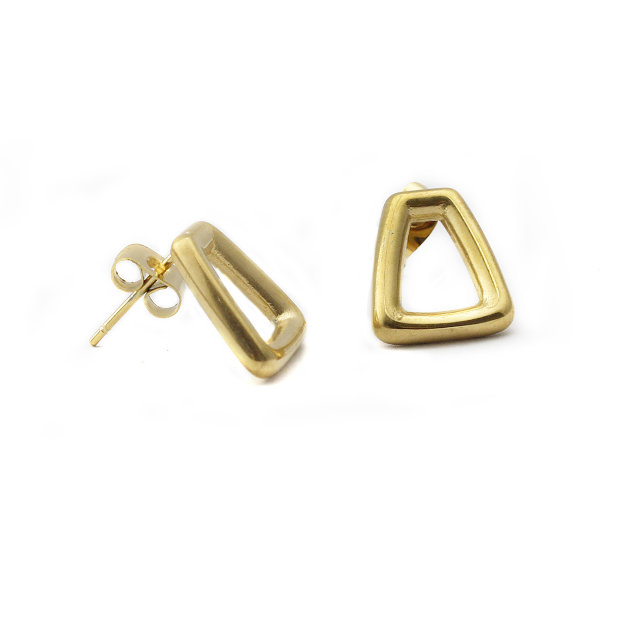 新款欧美个性时尚简约几何形不锈钢钛钢女金色三角形耳环耳钉批发详情6