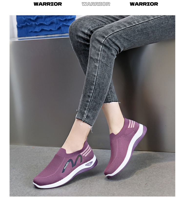 2023新款飞织一脚蹬袜子口休闲女鞋按摩底透气妈妈鞋健步运动鞋详情13