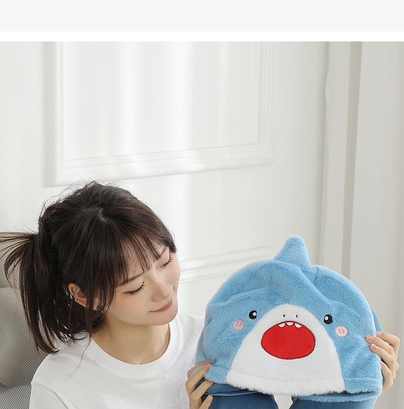 New cartoon hooded U-shaped pillow, plush hooded neck pillow, travel portable neck pillow, soft office nap pillow pic 6