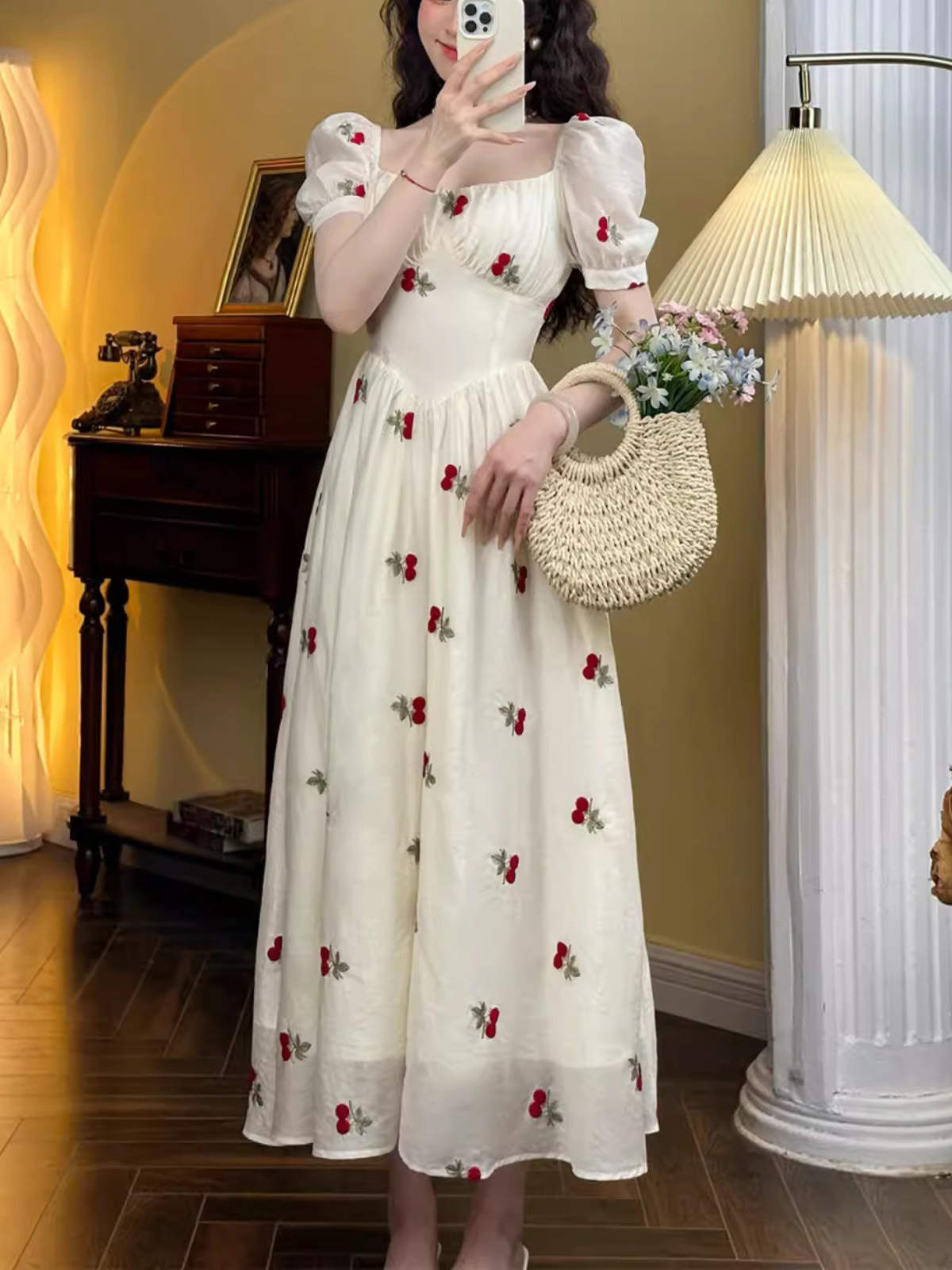 2024年【追风日记】初春短袖裙夏季海边度假法式复古仙女连衣裙女详情14