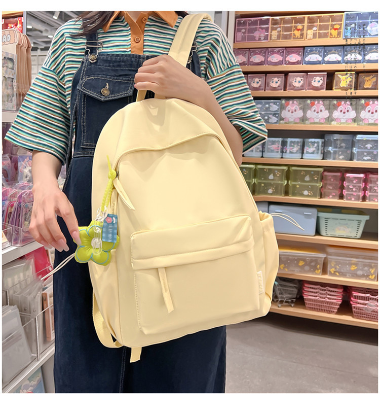 高颜值小清新ins纯色书包大学生背包新款初中高中生大容量双肩包详情5