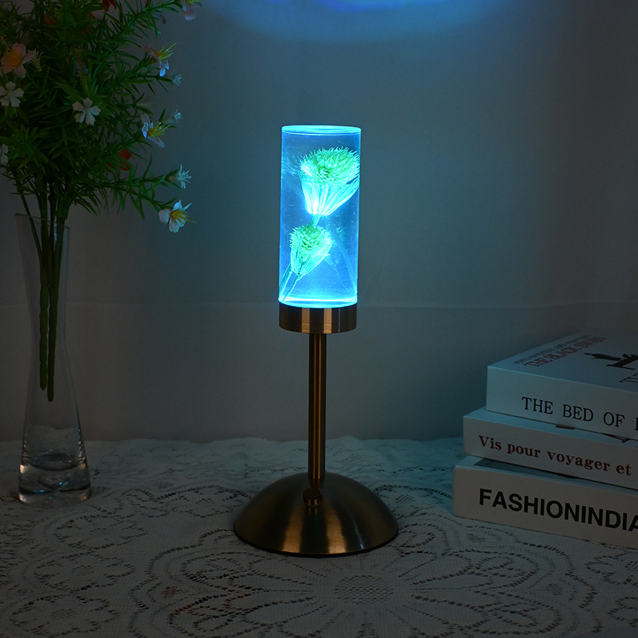 Nuevo immortalflower acrílico lámpara de mesa led creativo pequeña luz nocturna dormitorio lámpara de cabecera ambiente decoración pending crossover pic 7