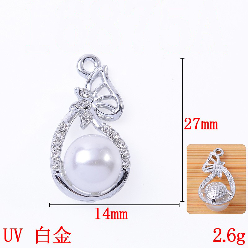 UV 保色diy手工饰品合金材料麋鹿单款韩版点钻点珍珠挂件批发详情1