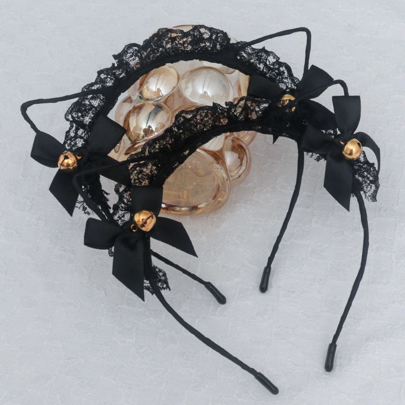 御姐萝莉可爱铃铛猫耳朵发箍花边蕾丝蝴蝶结发饰可爱饰品派对头饰详情3