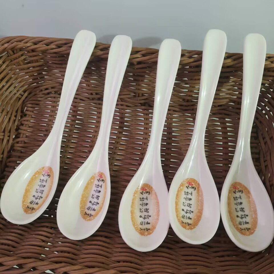 205 Auspicious spoon for Eating, long-handled melamine spoon with hook, resin spoon, plastic spoon, imitation porcelain spoon, restaurant tableware pic 21