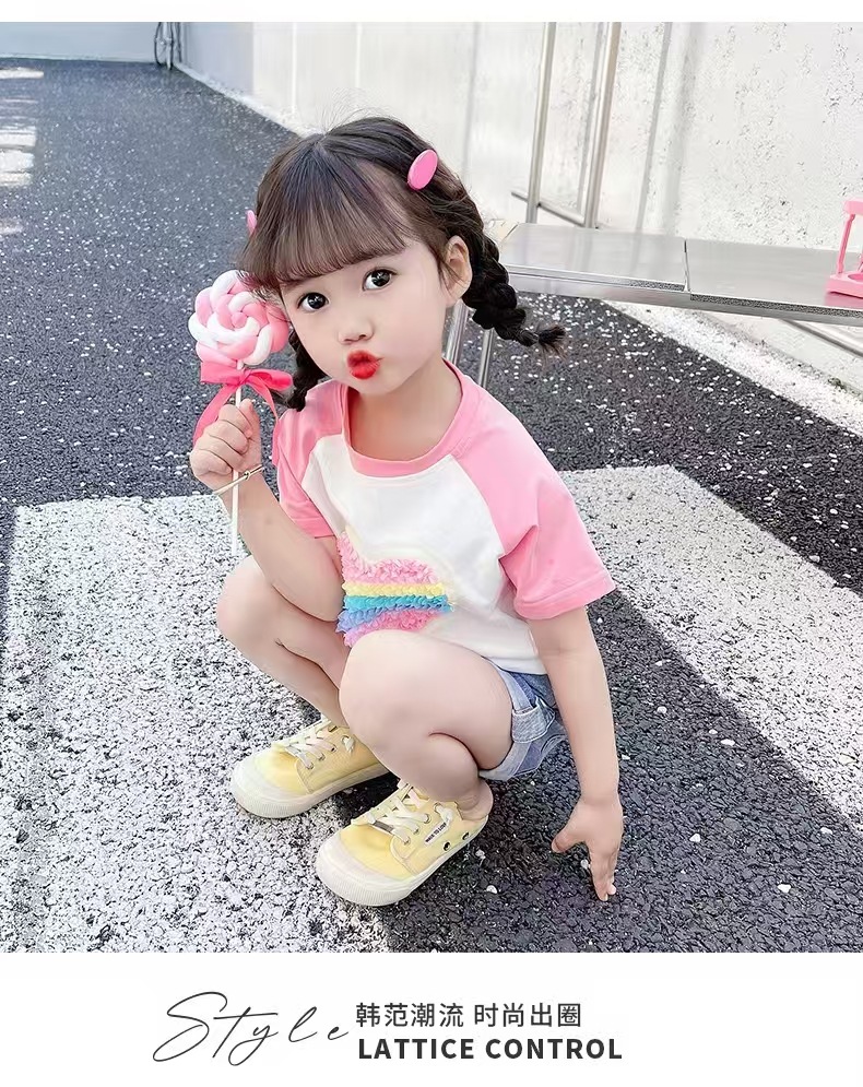 2025夏季女童短袖上衣T恤新款纯棉女宝宝短袖洋气高档童装代发详情14