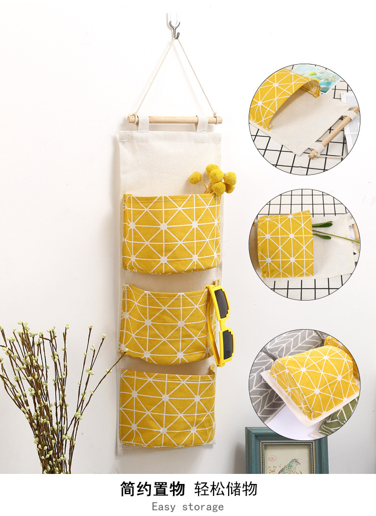 棉麻防水收纳挂袋悬挂式多层挂兜布艺门后杂物储物袋收纳袋详情7