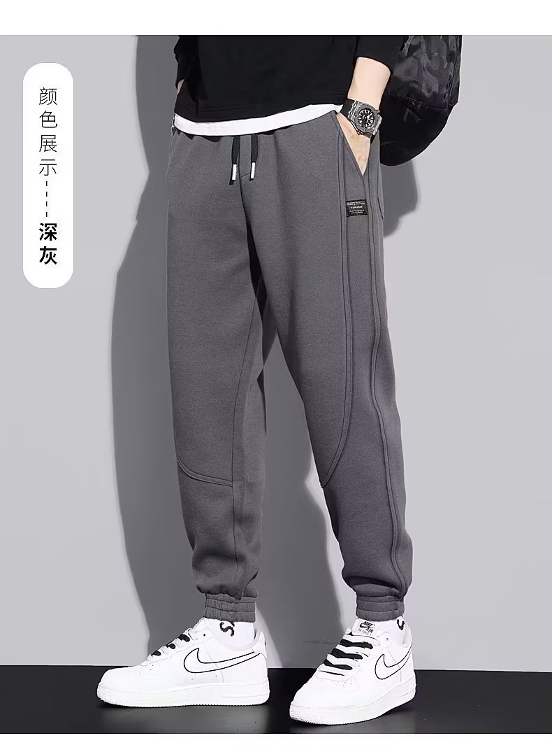 休闲卫裤男士春秋款宽松束脚裤秋季抽绳弹力针织运动哈伦潮男长裤详情11