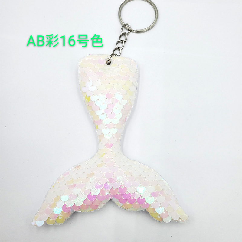 Reflective mermaid keychains, European and American fashion sequined mermaid tail accessories, car luggage pendants wholesale pic 11