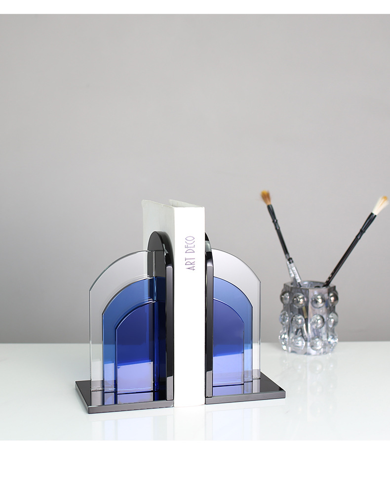 Modern light luxury minimalist model room, office, study, bookcase, creative geometric crystal books, bookshelf decorations pic 30