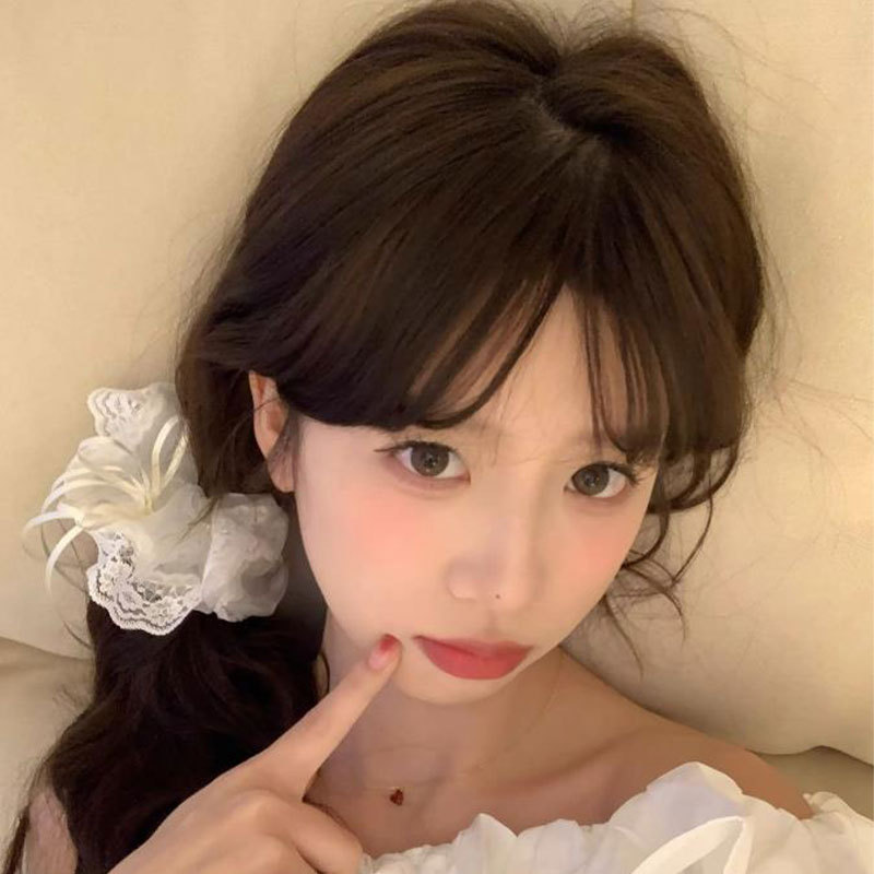 韩系轻奢人鱼姬透明蕾丝刺绣蝴蝶结大肠圈女甜美扎头绳气质发饰详情7