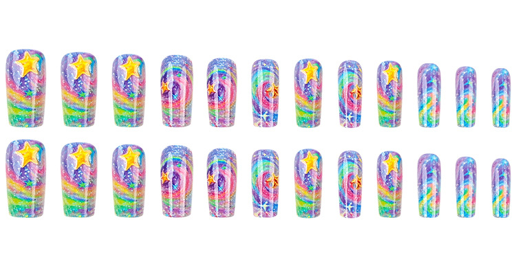 Wholesale of starry gradient nail nails, star relief nail patches, and popular planetary wearable nails in Europe and America pic 24