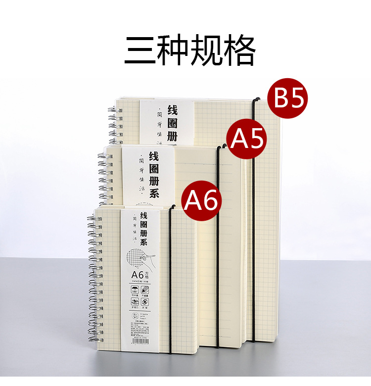 Transparent PP binding coil notebook, creative and simple side-flip grid horizontal line notebook, notepad, student stationery wholesale pic 3