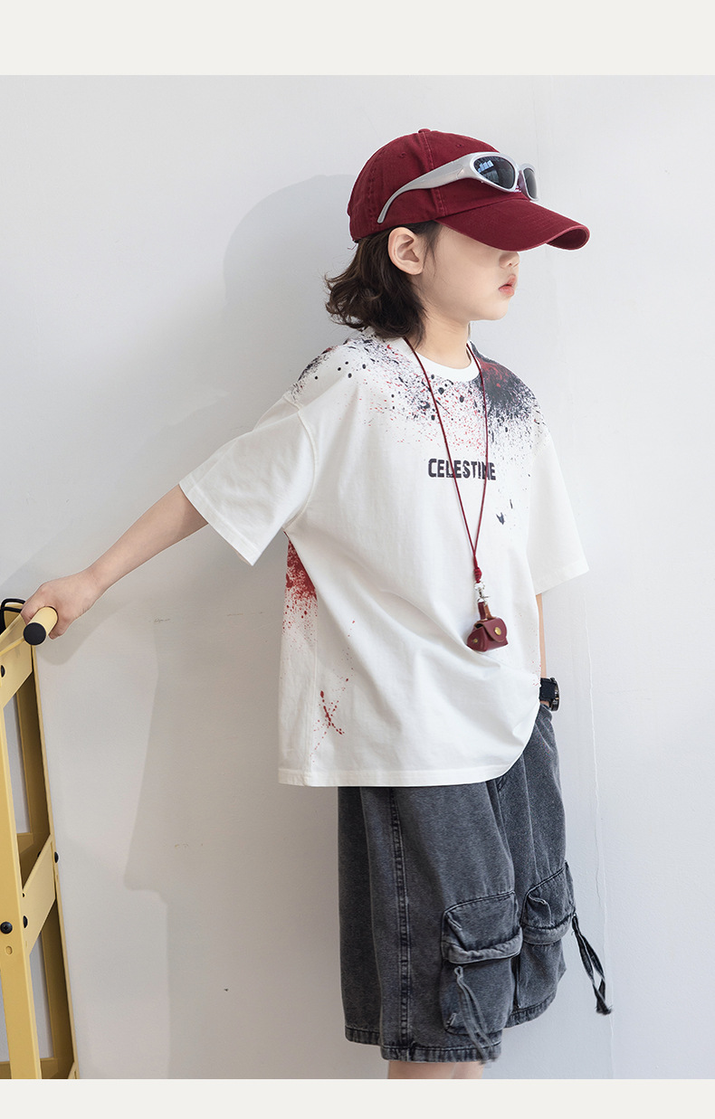 男童短袖t恤夏装2025新款中大儿童夏季半袖纯体恤男孩上衣洋气T潮详情9