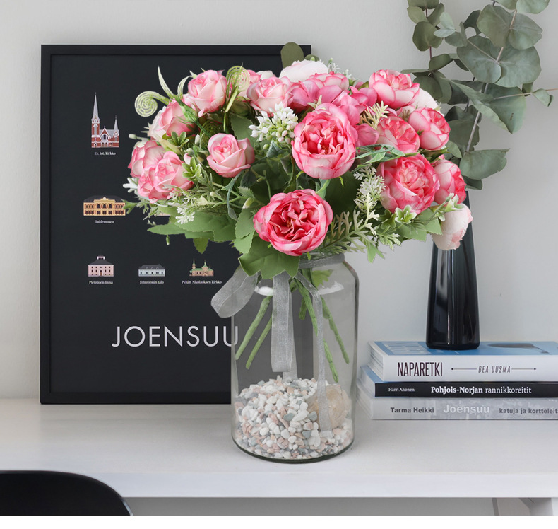 Artificial silk flower bouquets, simulated sunflowers, hotel wedding peonies, home simulation vases, roses pic 43
