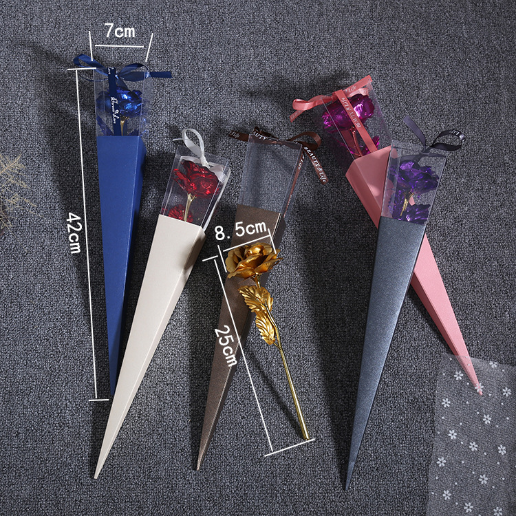 24K金箔玫瑰花 圣诞节仿真金玫瑰带礼盒 创意活动赠品批发详情12