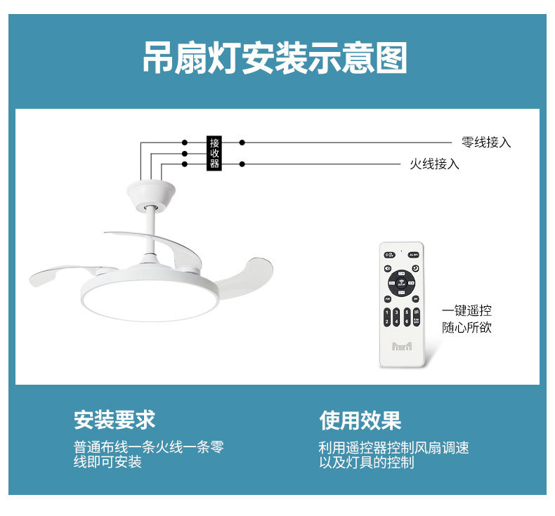 隐形风扇灯客厅现代简约家用大气一体北欧风扇吊灯餐厅卧室吊扇灯详情28