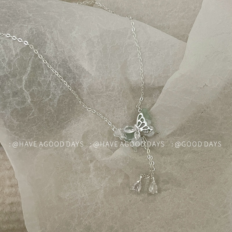 超仙少女蝴蝶流苏锆石项链女小众设计感轻奢时尚百搭锁骨链配饰详情7