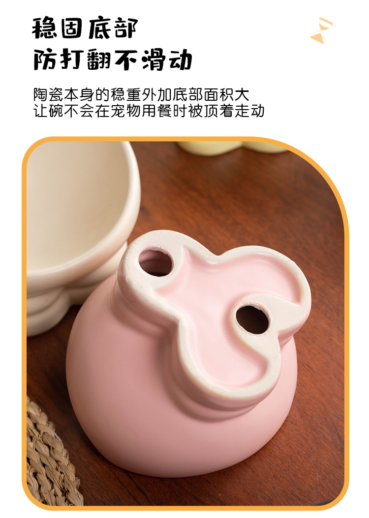 Cat bowl, ceramic food bowl, water bowl, double bowl, cervical vertebrae protection, high leg, slanted mouth, cat drinking bowl, pet bowl, pet supplies pic 17