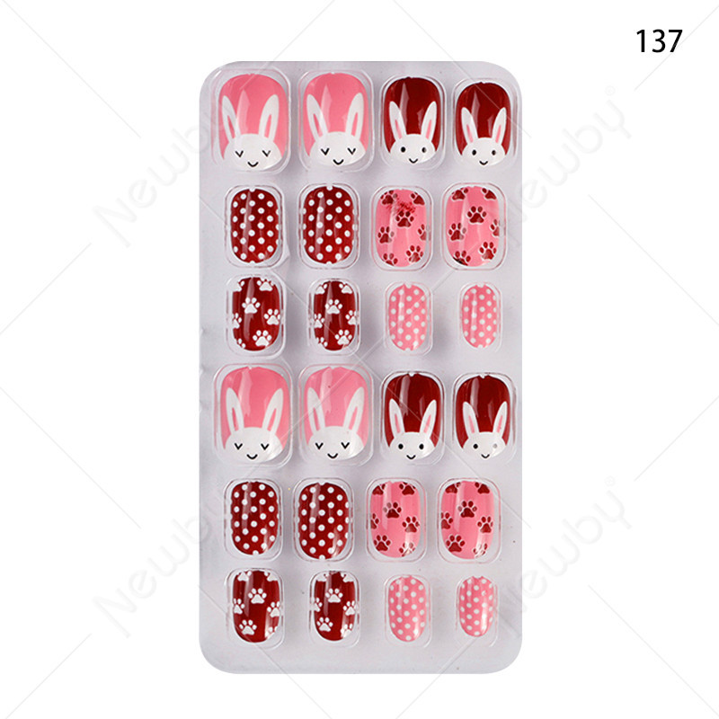 Finished nail sheets for children, 24 pieces of nail patches, cartoon Christmas fake nails, detachable nail stickers with adhesive backing pic 29