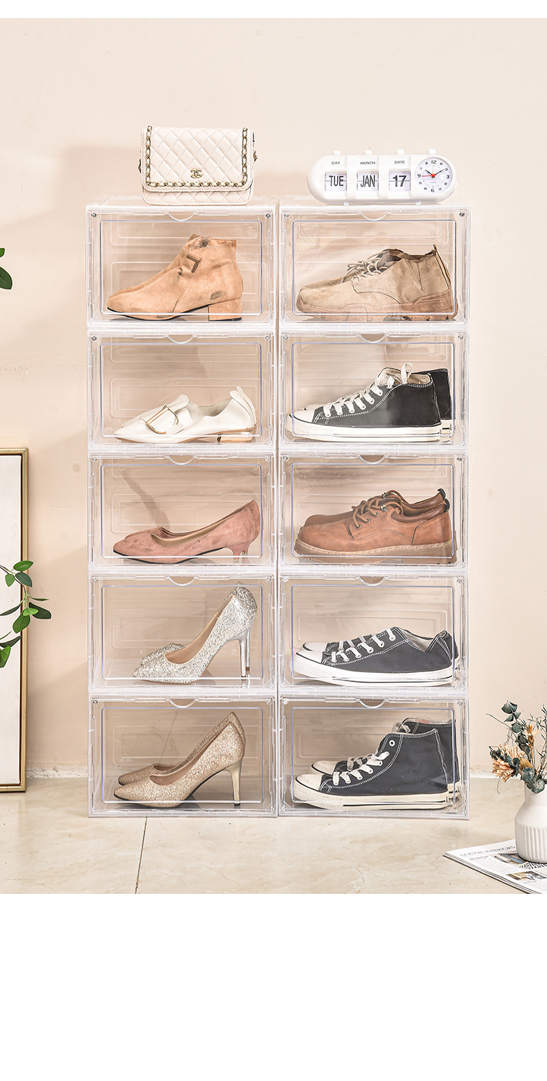透明鞋盒亚克力鞋盒磁吸开盖侧开们鞋子包包收纳盒AJ球鞋展示架批详情13