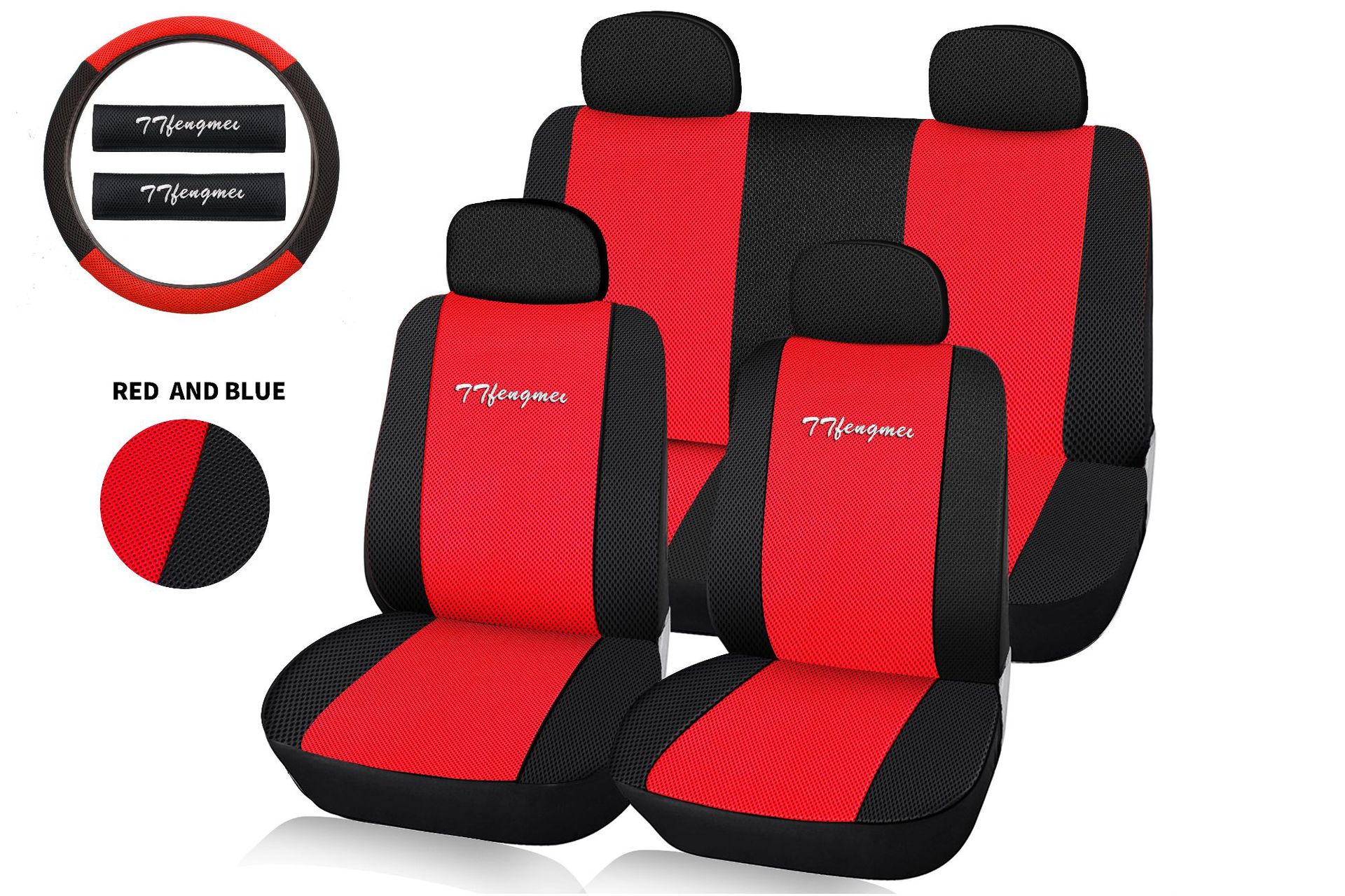 Cross-border car seat cover, 11-piece set, full seat cushion, breathable sandwich mesh fabric, suitable for all five seats in the vehicle throughout the four seasons pic 5