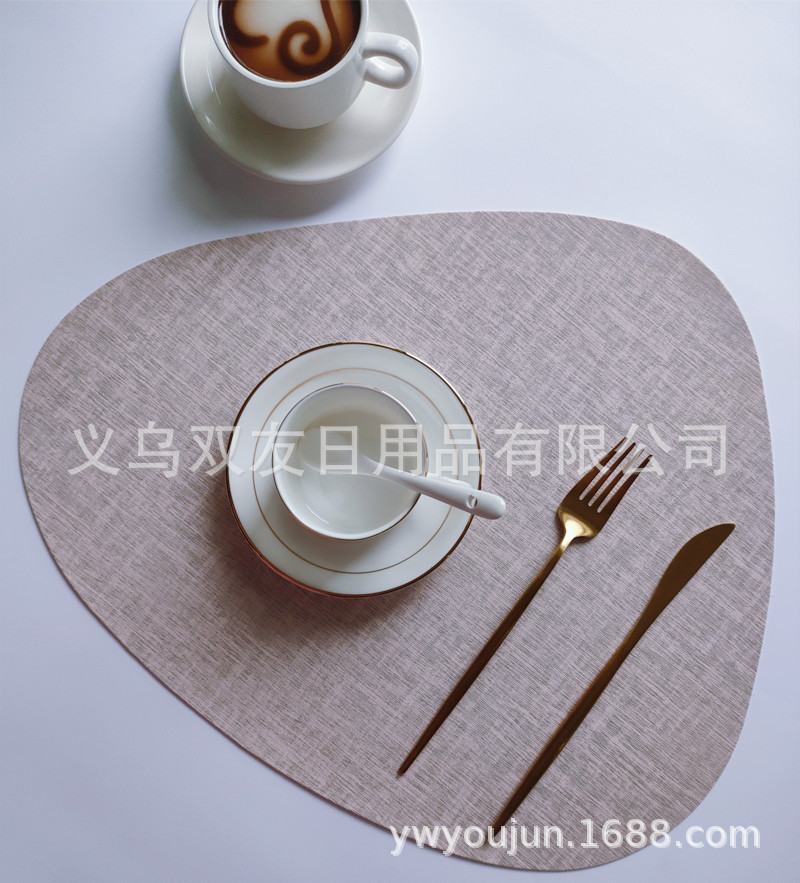 PVC木纹蛋形西餐垫北欧隔热垫碗垫餐垫家用垫防水防油桌垫装饰垫详情8