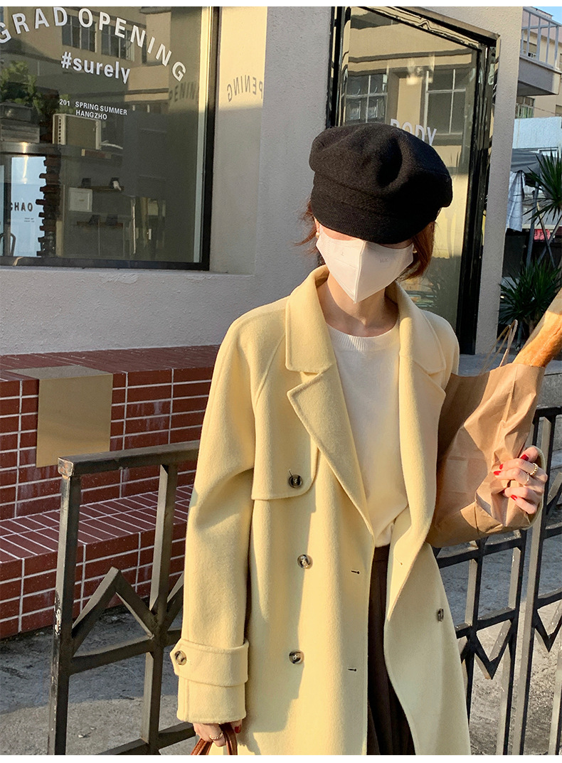 Q469 Dongdaemun Double-sided Cashmere Coat Korean version Autumn and Winter New Style Wool Tie suit collar woolen coat for women pic 31