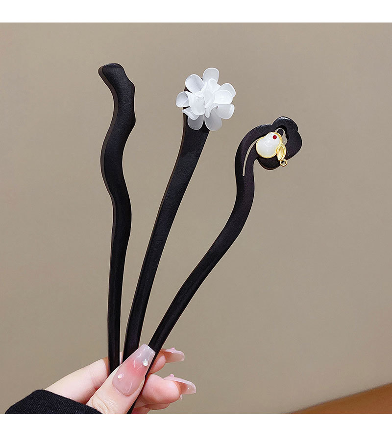 古风木质发簪女黑色檀木高级感簪子新中式简约现代日常发钗子头饰详情13