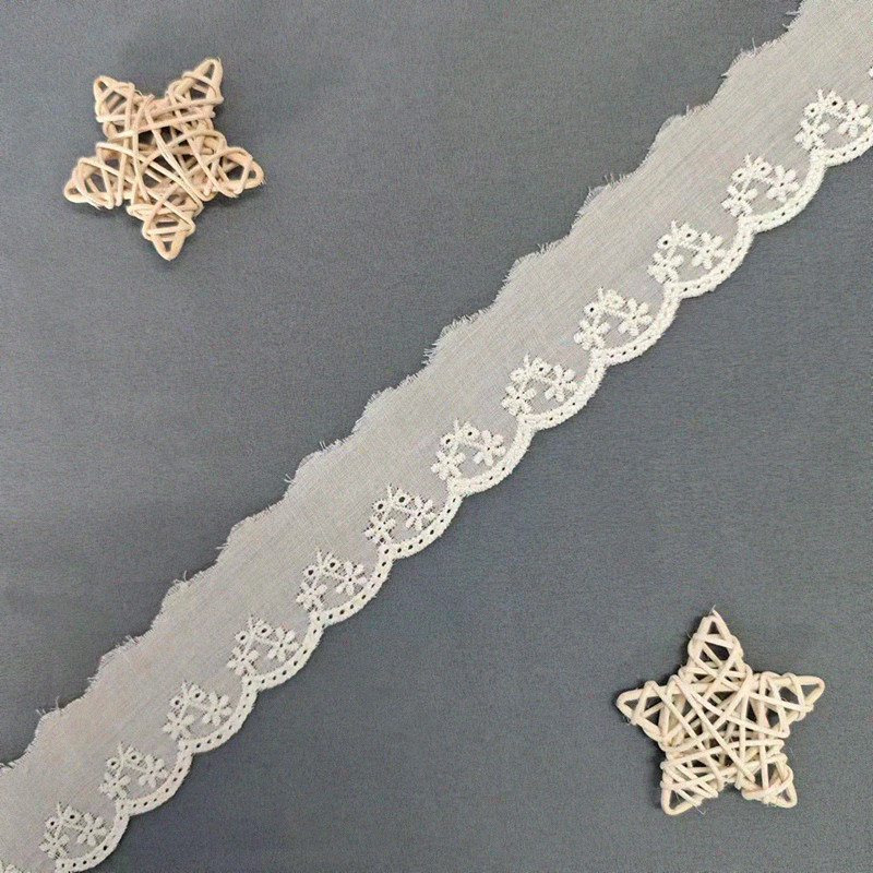 Wholesale of cotton embroidered lace, hollowed-out lace, embroidered skirt hem, clothing accessories, milk silk, perforated, barcode 2.5 pic 121