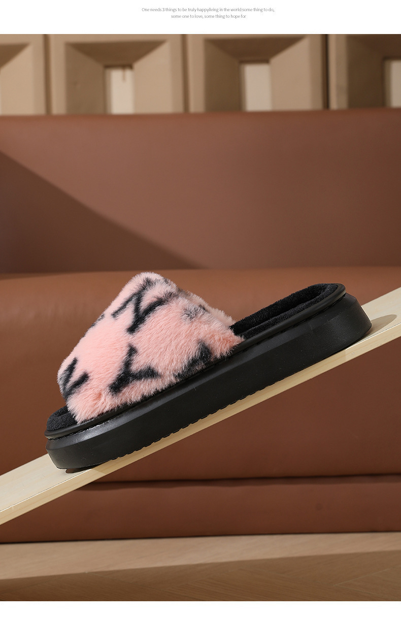 毛毛拖鞋女2024年春季新款室内厚底开口棉拖鞋批发秋冬季可外穿潮详情14